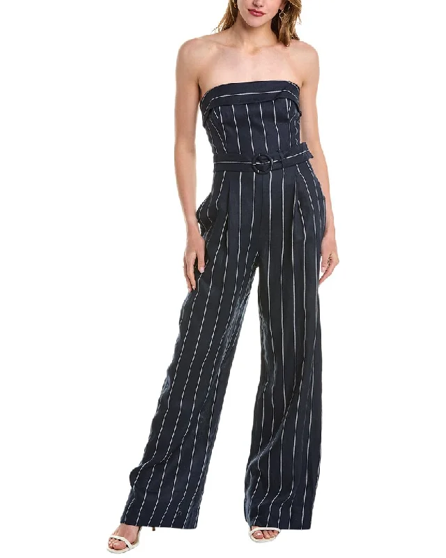 Nicholas Chara Strapless Wide Leg Linen-Blend Jumpsuit