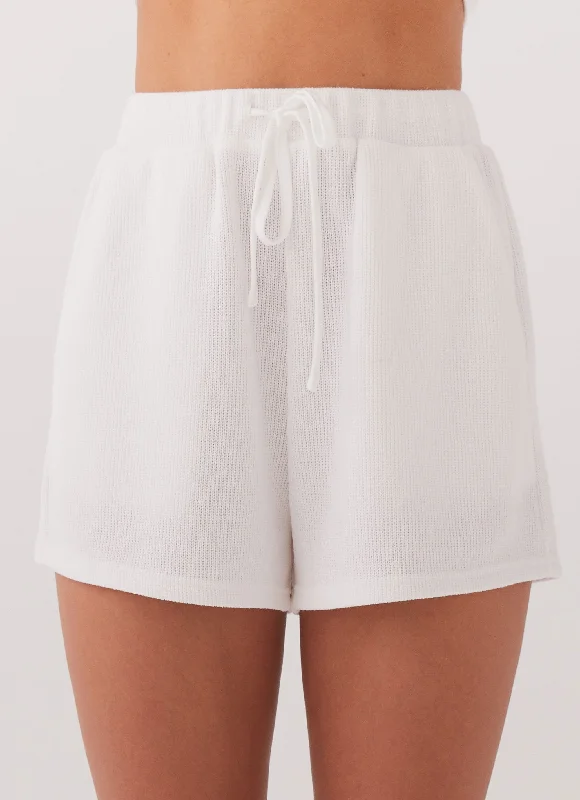 Ocean Waves Knit Shorts - White