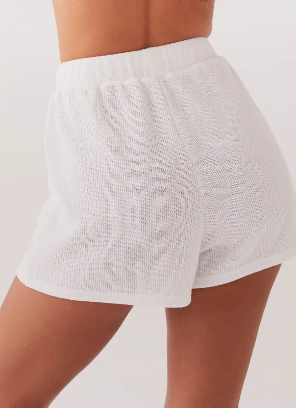 Ocean Waves Knit Shorts - White