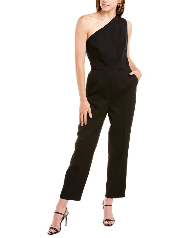 Oscar de la Renta One-Shoulder Wool-Blend Jumpsuit