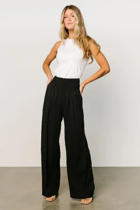 Parvati Smocked Waist Pants | Black