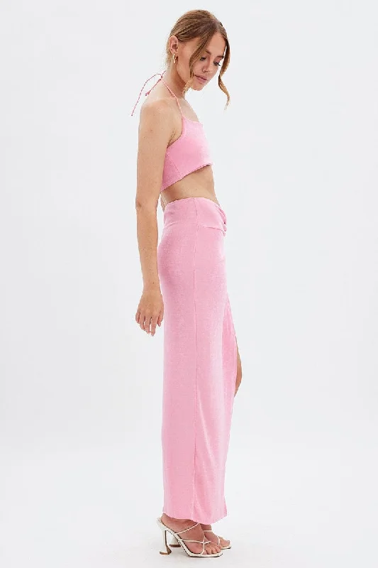 Pink Twist Maxi Skirt