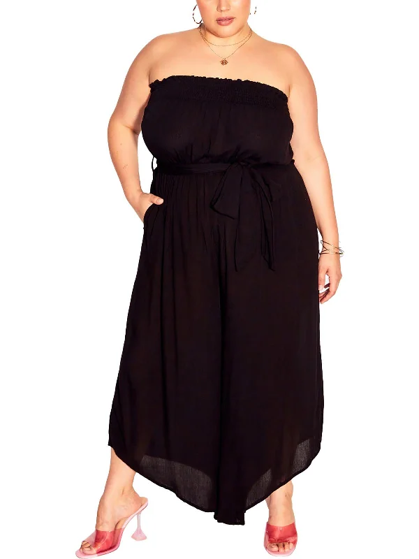 Plus Womens Solid Viscose Jumpsuit