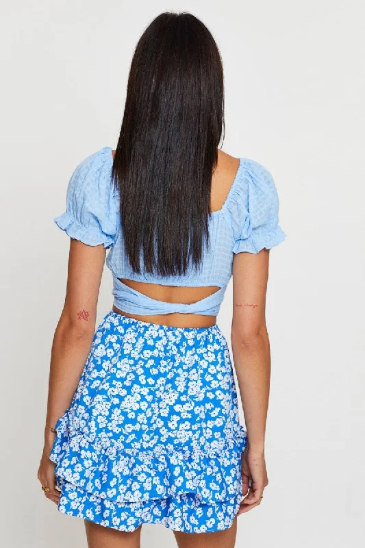 Print Flare Skirt Mini High Rise