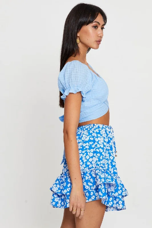 Print Flare Skirt Mini High Rise