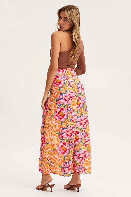 Print Maxi Skirt High Rise