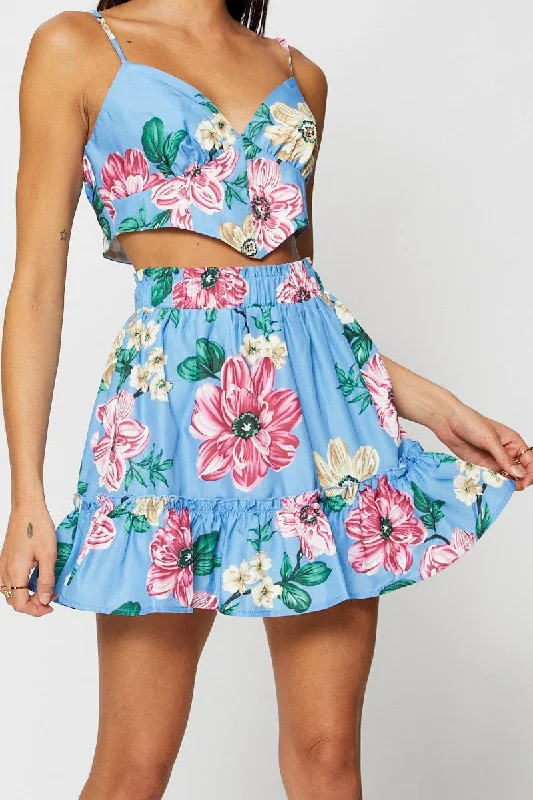 Print Skater Mini Skirt