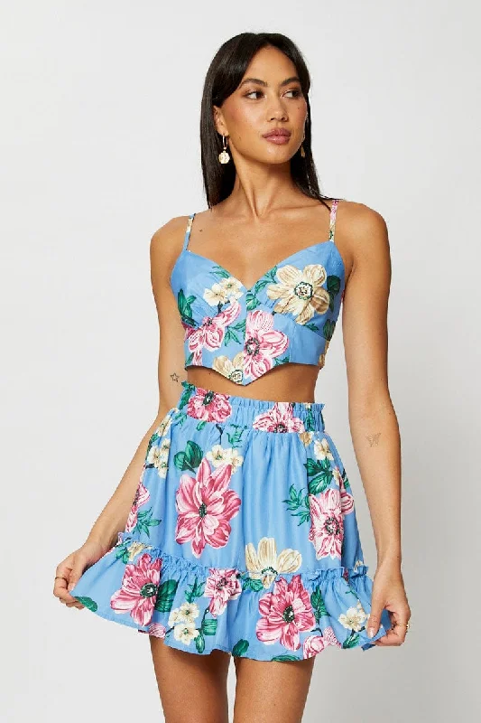 Print Skater Mini Skirt