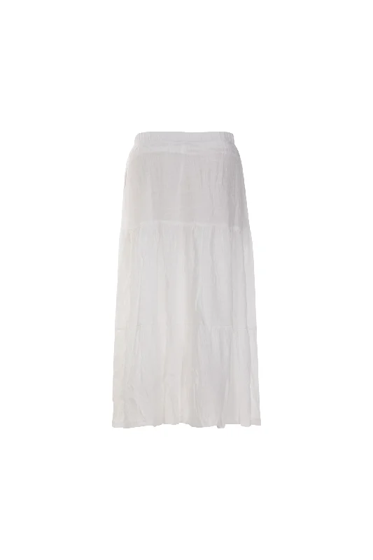 Pull on tiered Skirt with lining | WHITE | 8837AR