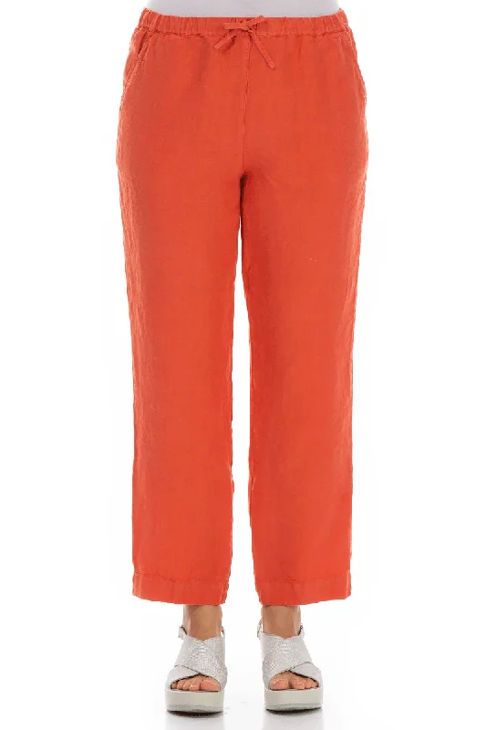 Pure New Orange Linen Trousers