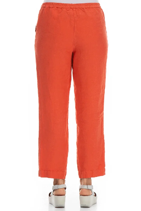 Pure New Orange Linen Trousers