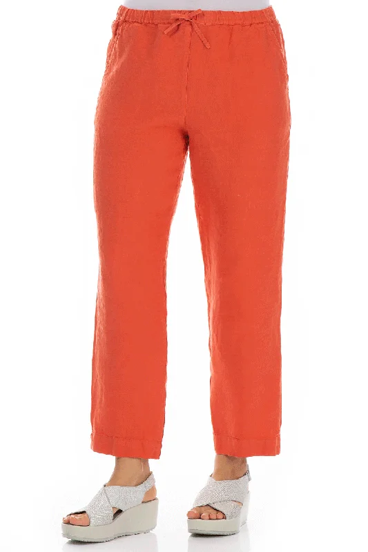 Pure New Orange Linen Trousers