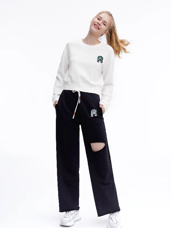 'R' Cut-out Black Sweatpants