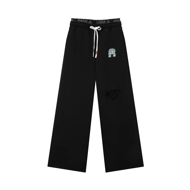 'R' Cut-out Black Sweatpants