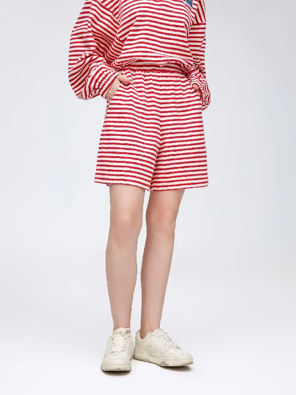 Red And White Striped Shorts