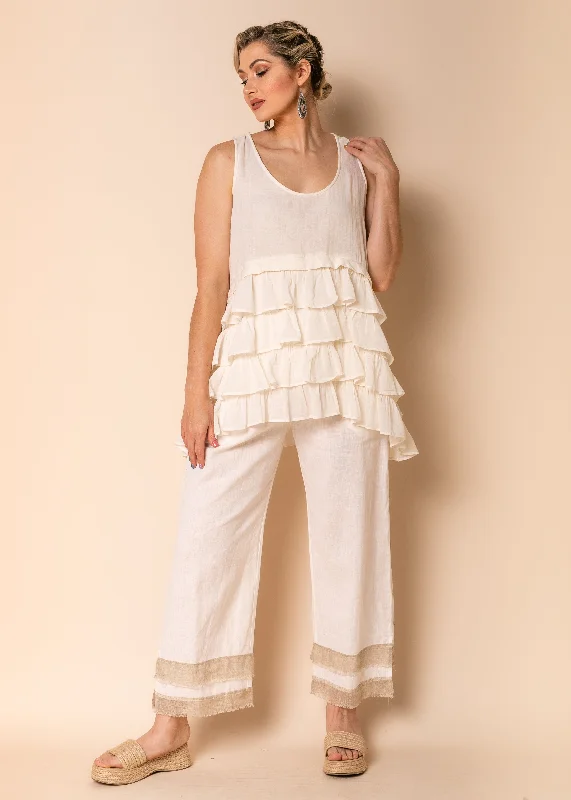 Rio Linen Blend Pants in Cream