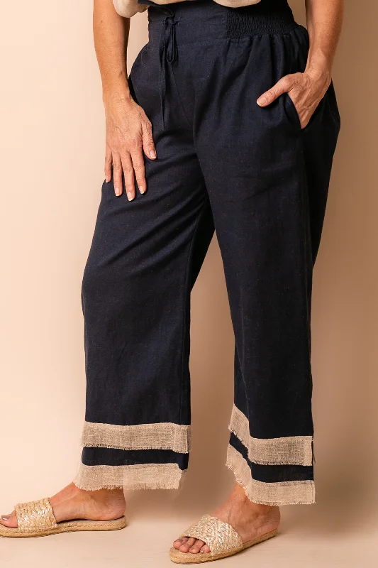 Rio Linen Blend Pants in Navy