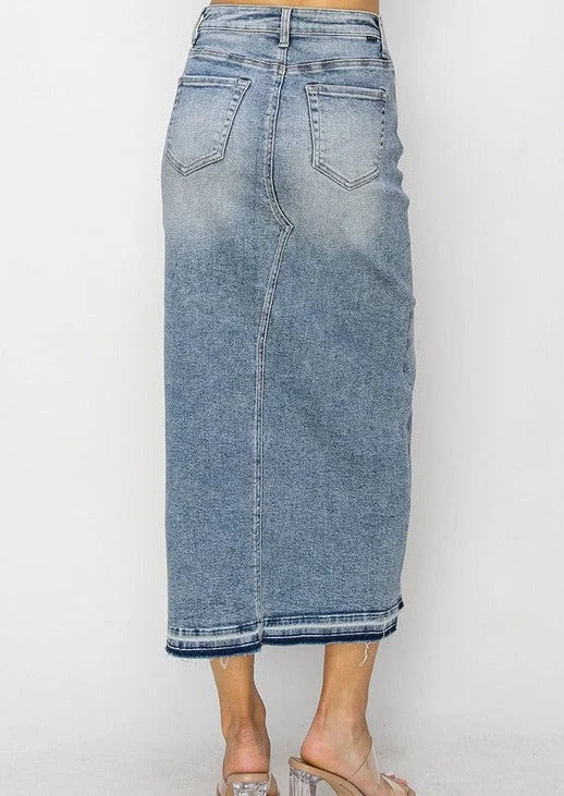 Risen Denim High Rise Open Skirt