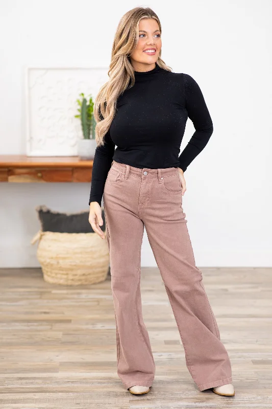 Risen Mauve Garment Dyed Tummy Control Jeans