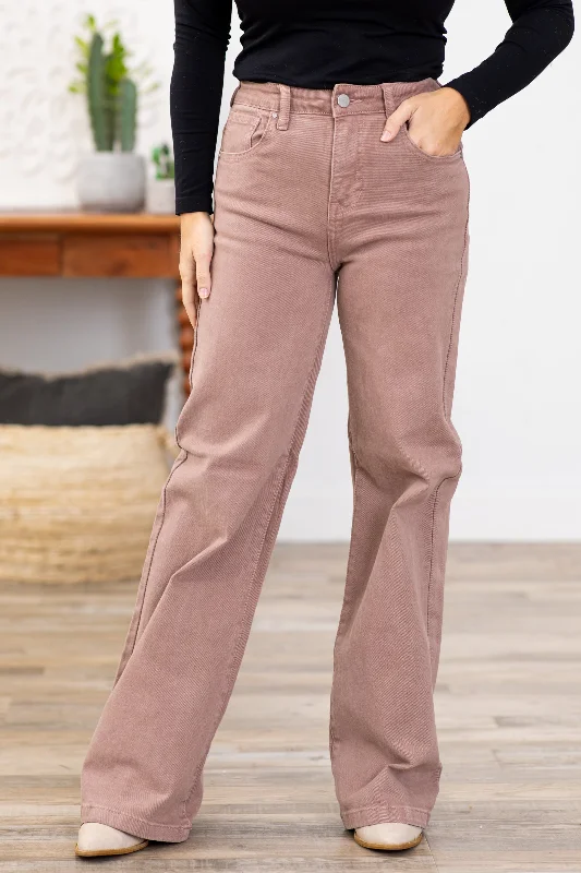 Risen Mauve Garment Dyed Tummy Control Jeans