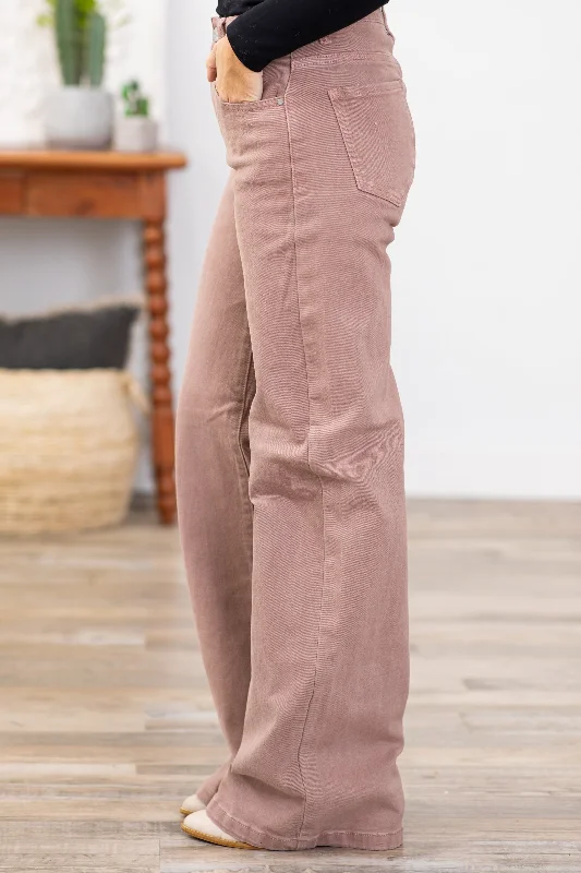 Risen Mauve Garment Dyed Tummy Control Jeans