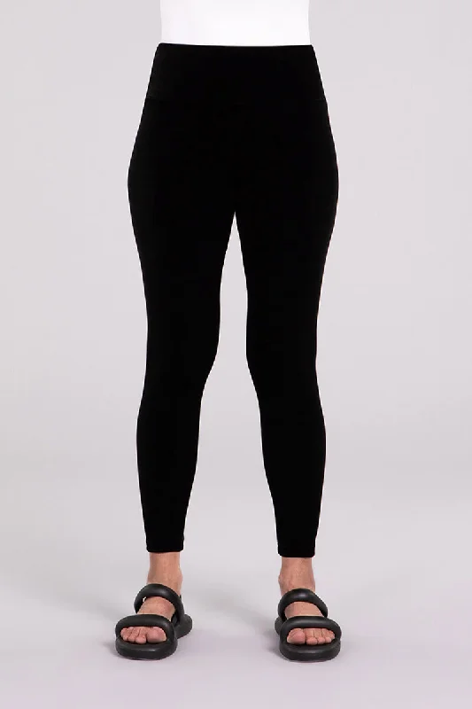 Velvet Yoke Legging | Black