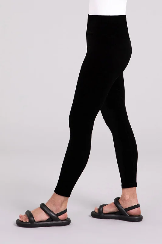 Velvet Yoke Legging | Black