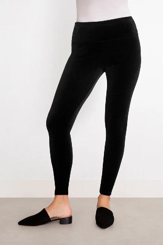 Velvet Yoke Legging | Black