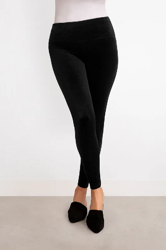 Velvet Yoke Legging | Black