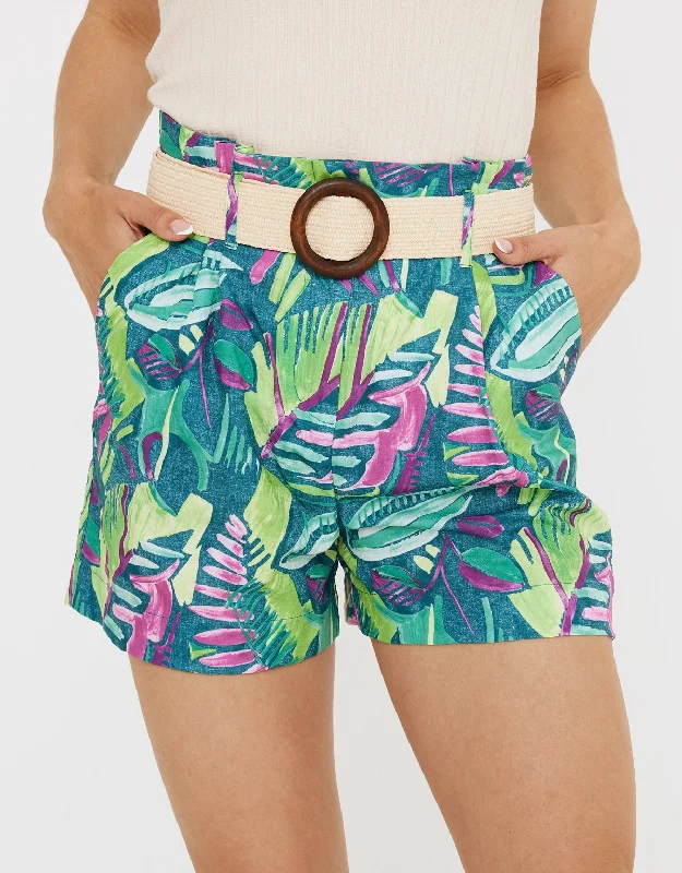 Short Fluido Estampado con Cinturón - Flankia