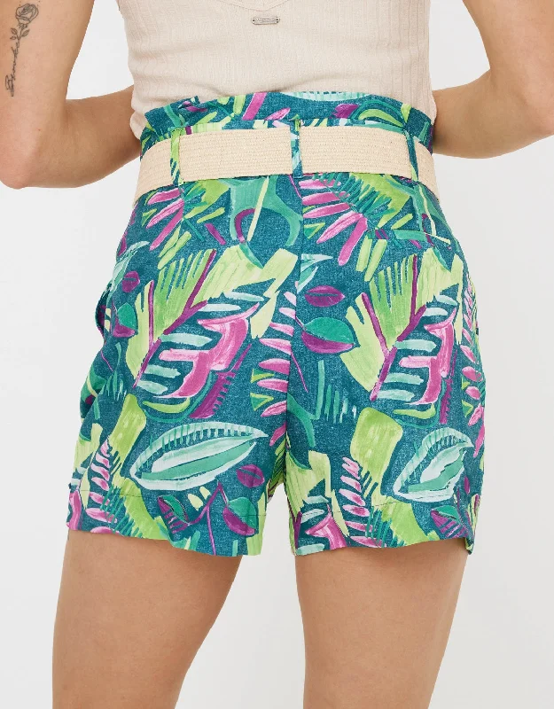 Short Fluido Estampado con Cinturón - Flankia