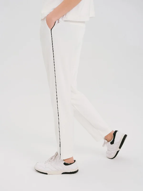 Simple Casual Nine-Quarter Pants-White