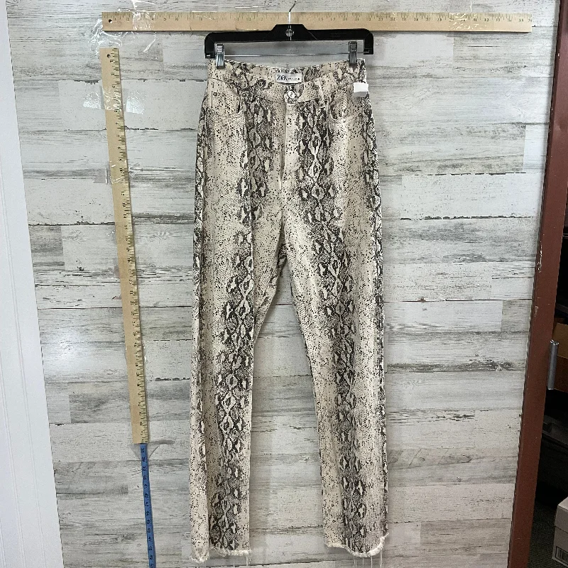 Snakeskin Print Jeans Flared Zara, Size 4l