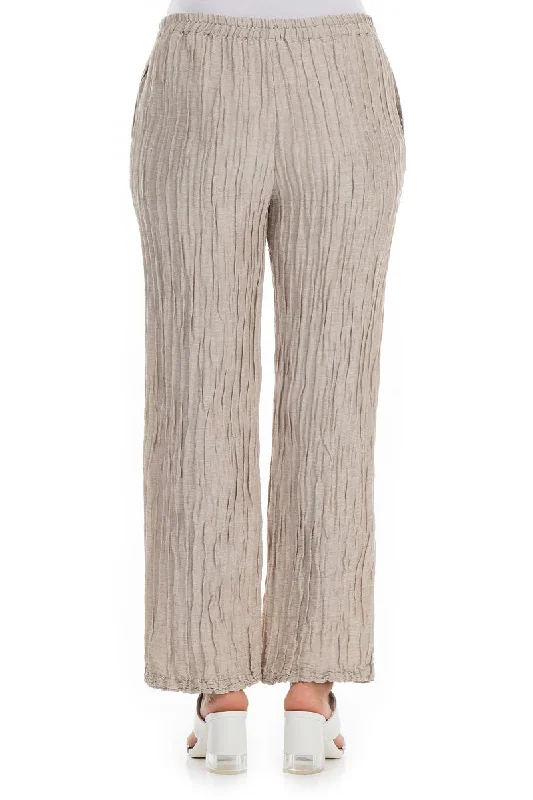 Straight Crinkled Cappuccino Trousers