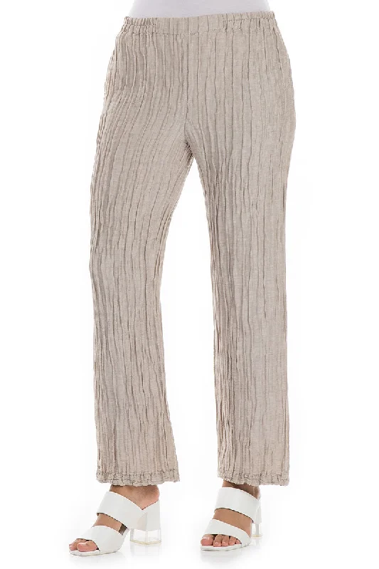 Straight Crinkled Cappuccino Trousers