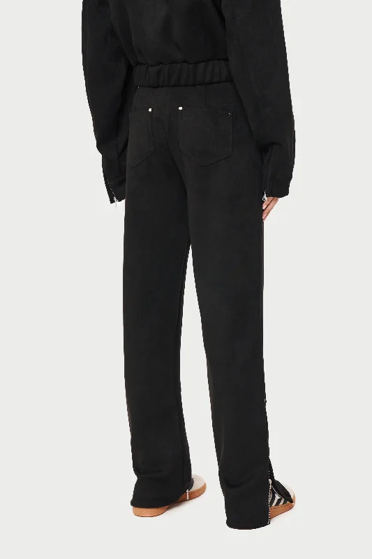 SUEDE CARPENTER STRAIGHT LEG TROUSERS - BLACK