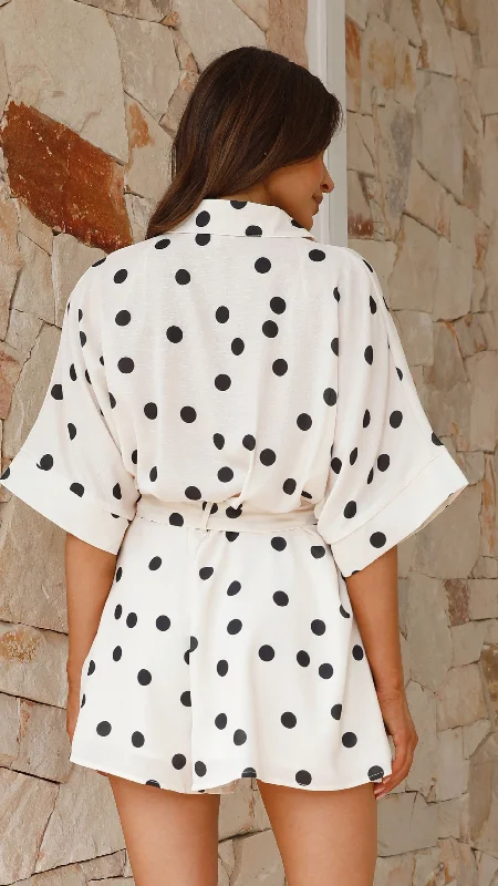 Tami Playsuit - Beige/Black Spot