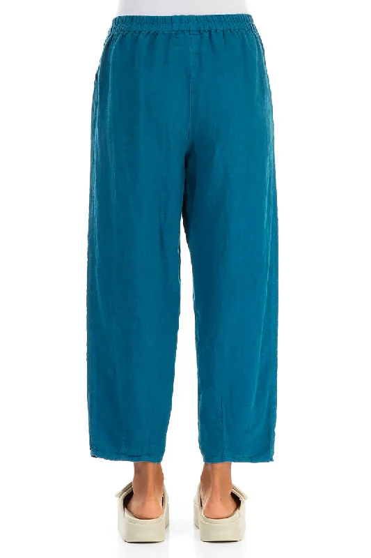 Taper Dark Turquoise Linen Trousers