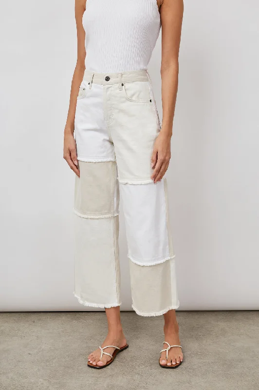 GETTY CROP WIDE LEG - ECRU PATCHWORK