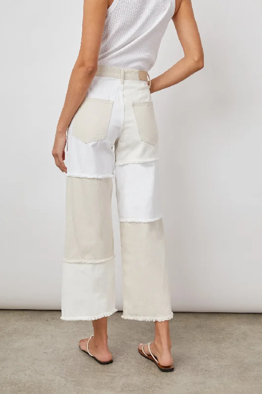 GETTY CROP WIDE LEG - ECRU PATCHWORK