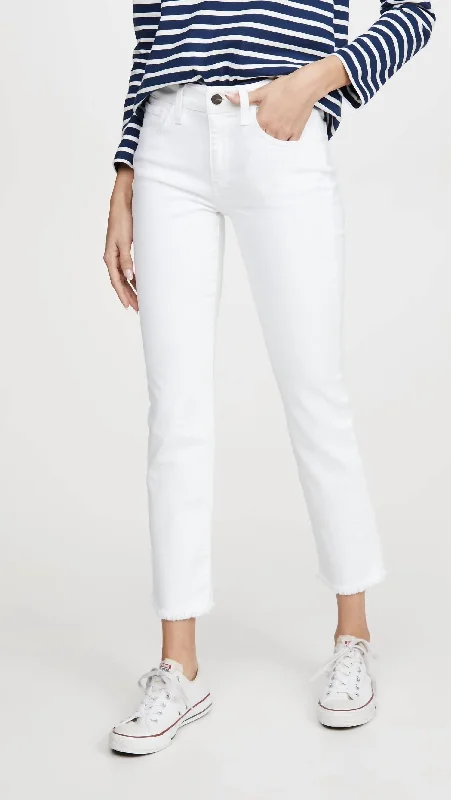 The Lara Mid Rise Cigarette Ankle Jean In White