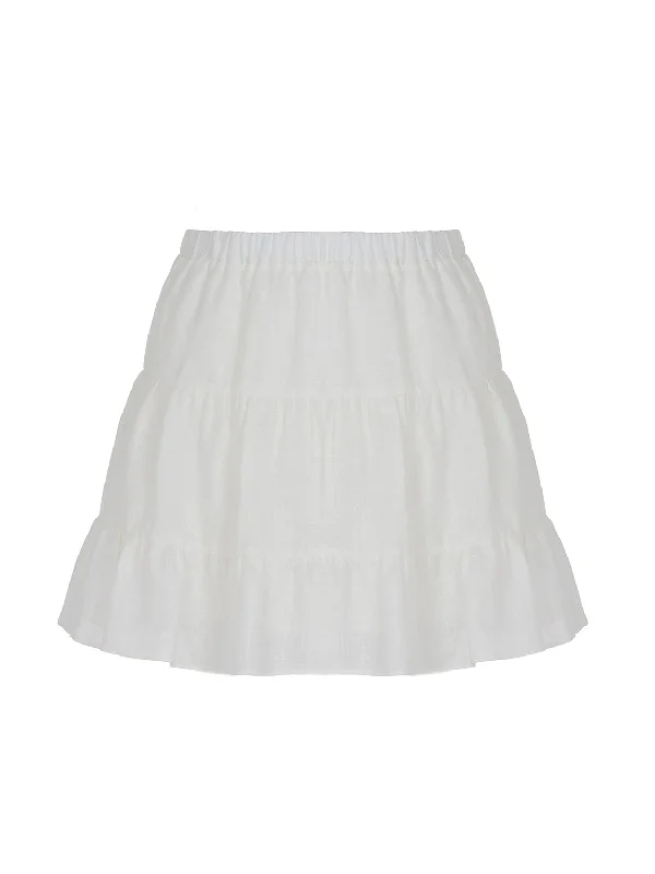 Tiered Mini Linen Skirt