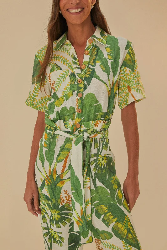 Tropical Forest Off-White Jumpsuit