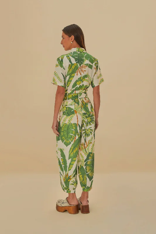 Tropical Forest Off-White Jumpsuit