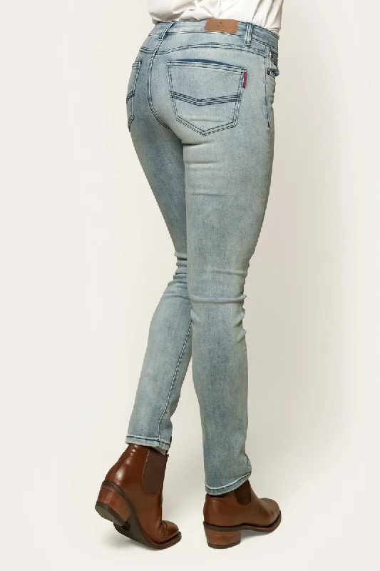 Victoria Womens Mid Rise Straight Leg Jean - Light Blue