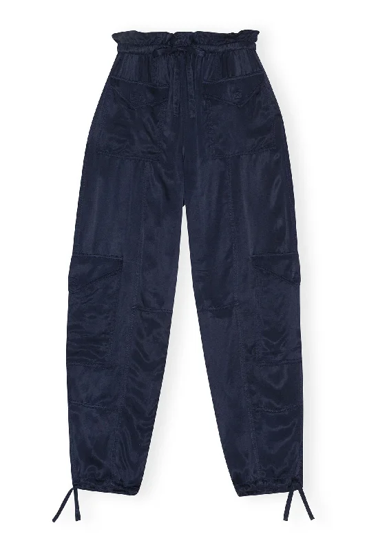 Washed Satin Pants - Sky Captain Blue