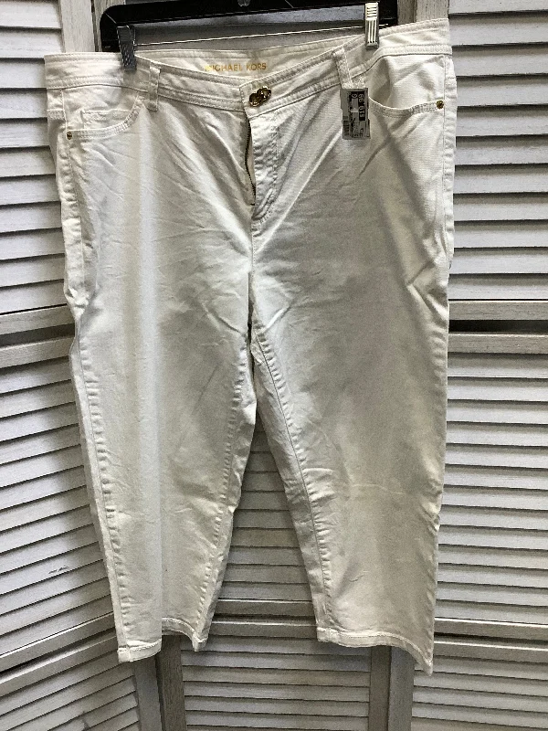 White Denim Jeans Cropped Michael By Michael Kors, Size 16