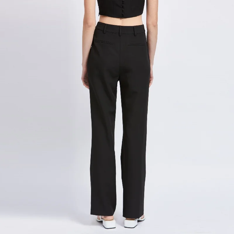 Wide Leg Fit Woven Pants (Black)