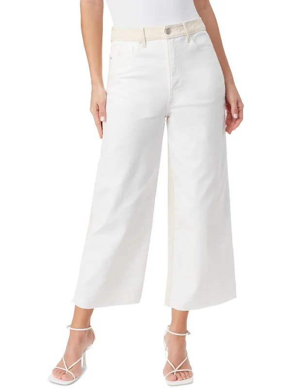 Womens High Rise Cropped Wide Leg Jeans