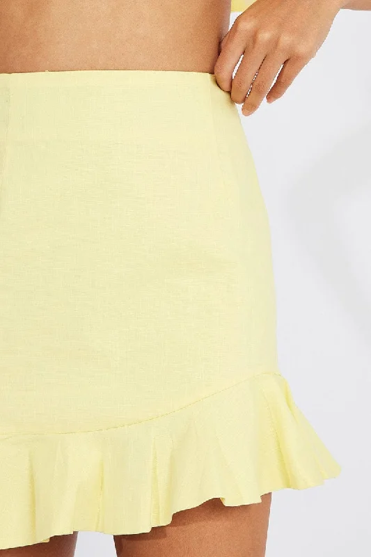 Yellow Ruffle Mini Skirt Swishy